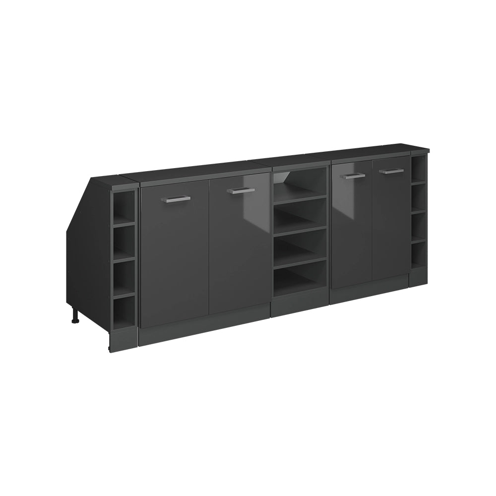 Mobile cucina sottotetto R-Line Antracite lucido/Antracite 210 cm Set di 5 carcasse armadio profondità 60 cm Vicco