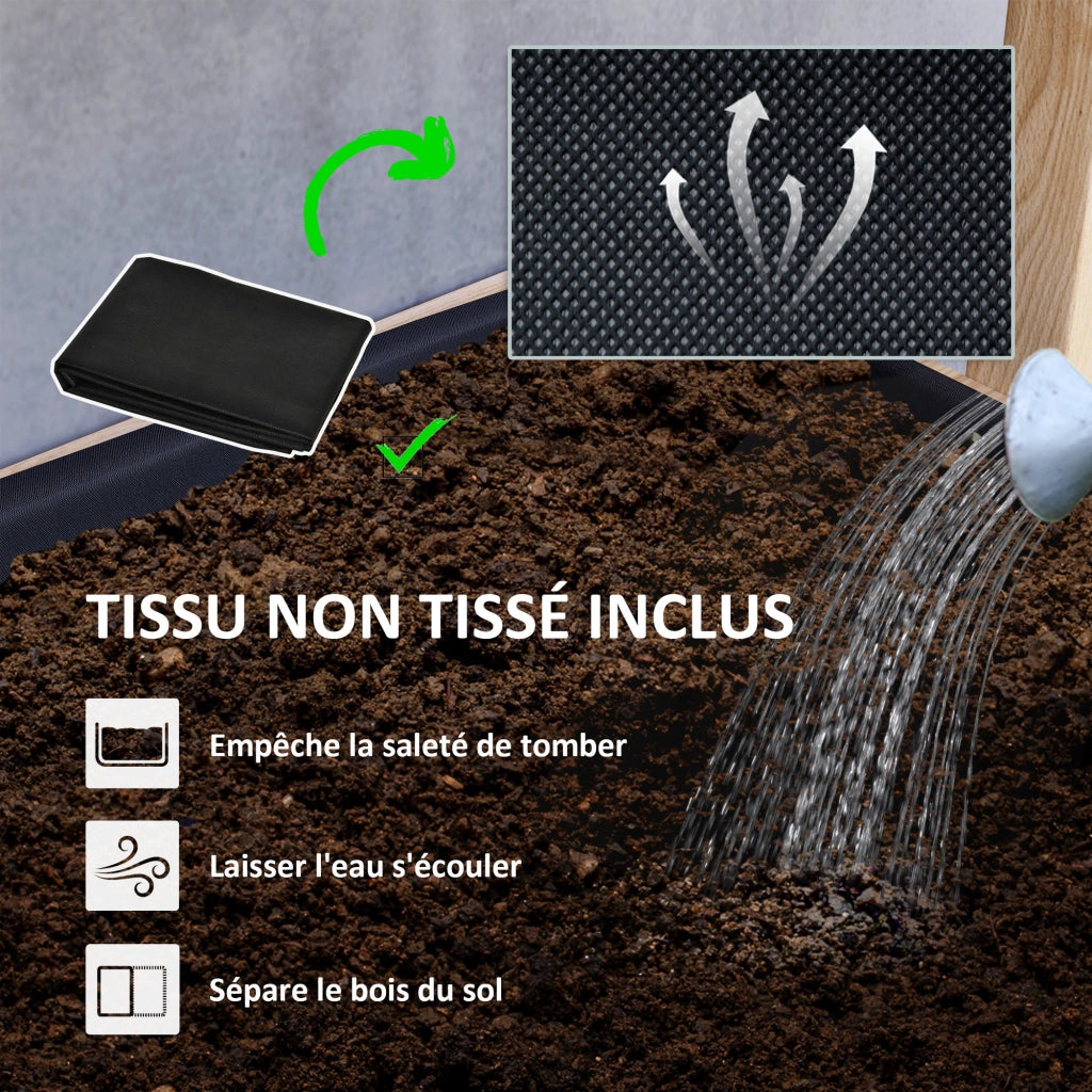 Fioriera Giardino 4 Livelli Legno ¨C Zephmum ¨C Legno Naturale con Fori Drenaggio
