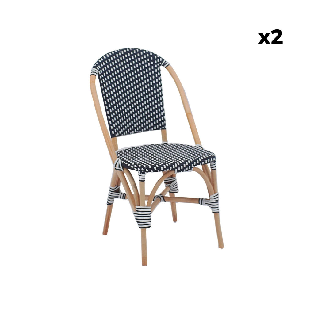 Set di 2 sedie bistrot in rattan e polyrattan, nero