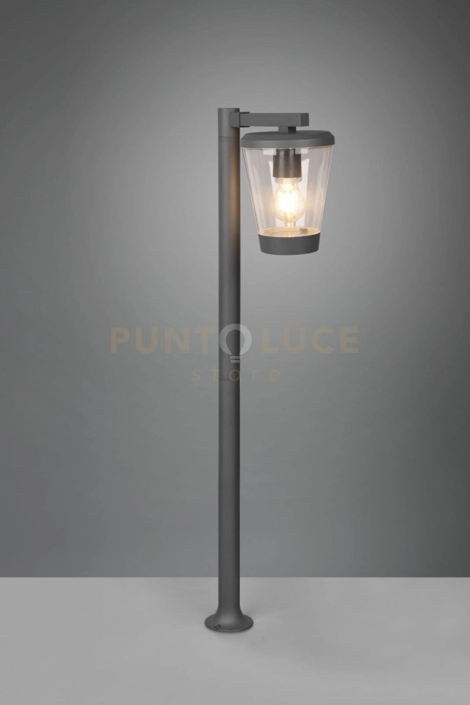 CAVADO PALO DA ESTERNO ANTRACITE CON DIFFUSORE TRASPARENTE IP44 H. 100CM 1 LUCE ATTACCO E27