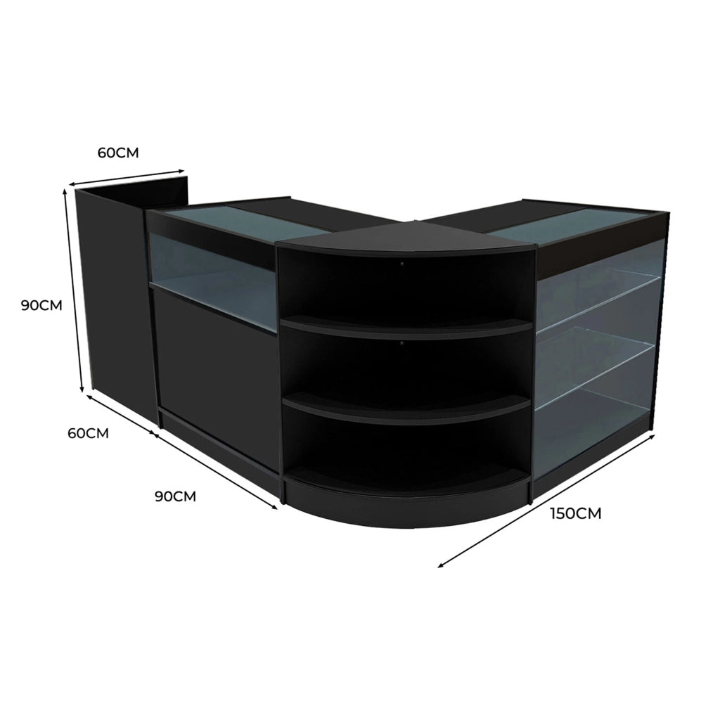 Set Banconi Nero Hyperion LED K900 B900 LM60 TB60 con Serrature e Vetrina