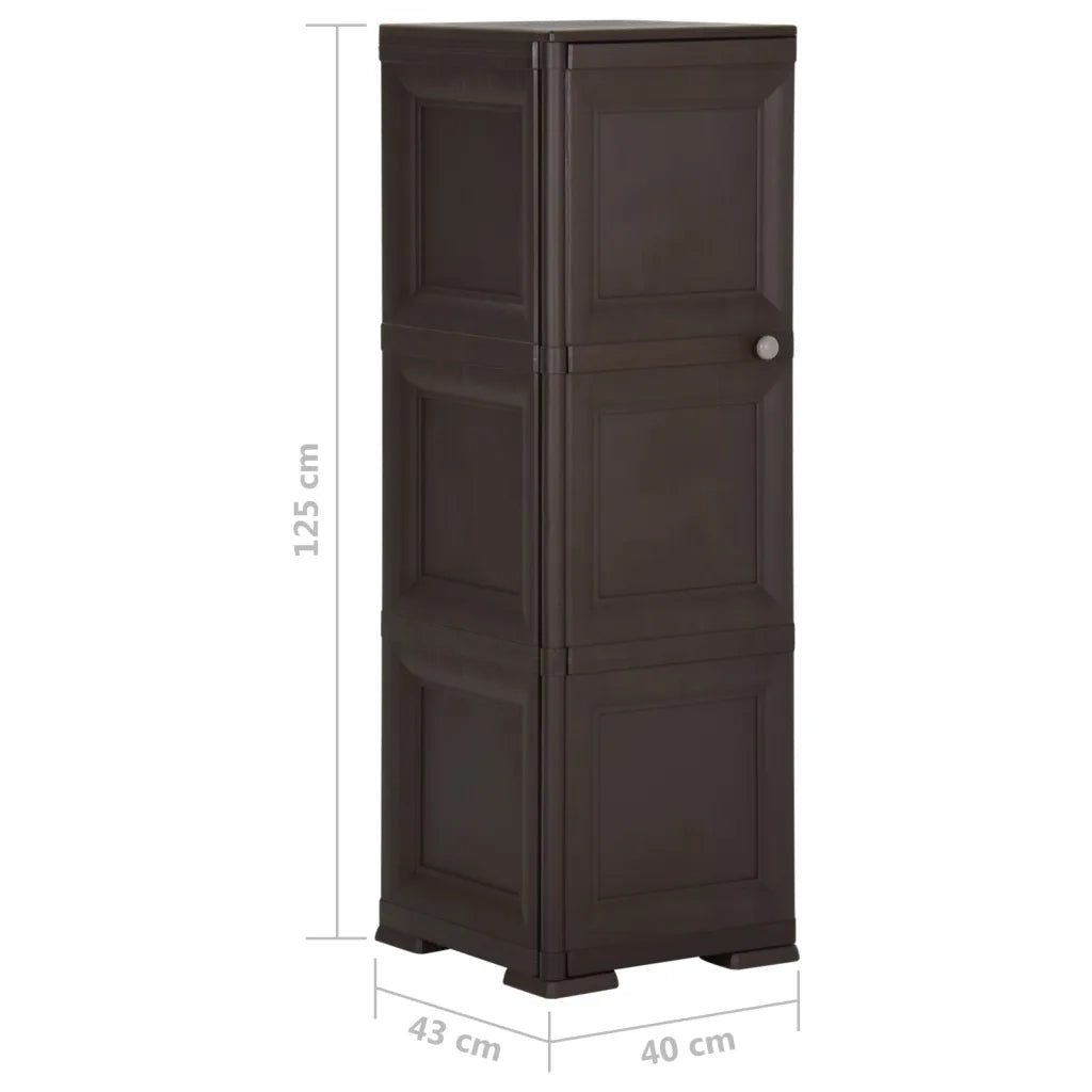 Armadietto in Plastica 40x43x125 cm Effetto Legno Marrone 340606