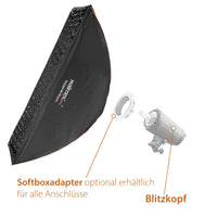 Studio Line Striplight SB QA per Elinchrom - softbox a luce radente, superficie 40x120cm, profondità 49,5cm, pieghevole, con griglia, diffusore interno ed esterno, speedring