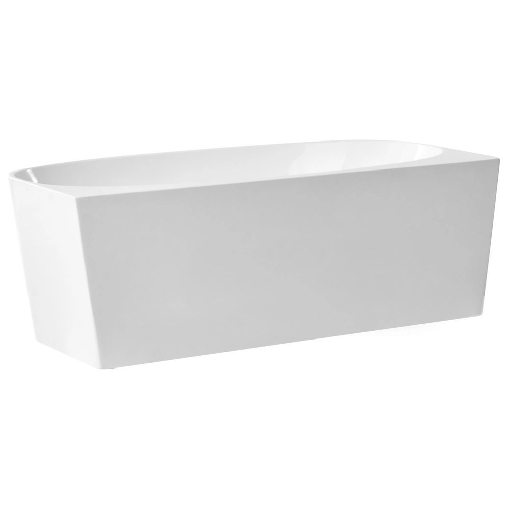 Vasca da bagno in acrilico ovale a filo parete 170 x 80 cm Bianca stile moderno