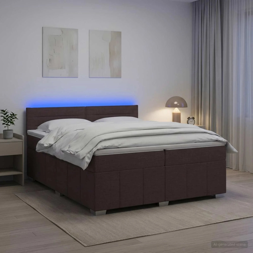 Letto box spring con materasso Marrone Scuro 200 x 200 cm 3452750