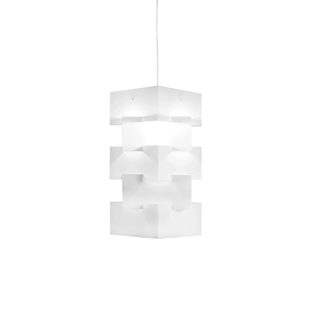 Sospensione Moderna Building Polilux ® Bianco E Metallo Cromo 1 Luce E27 H60Cm