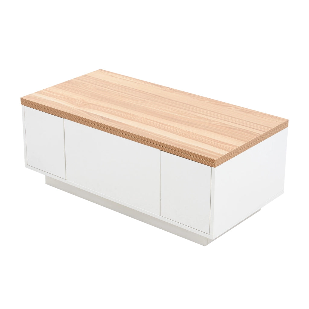 Tavolino da caffè con 2 ante e doppio piano alzabile - per soggiorno - 100×50×55.5 cm - bianco