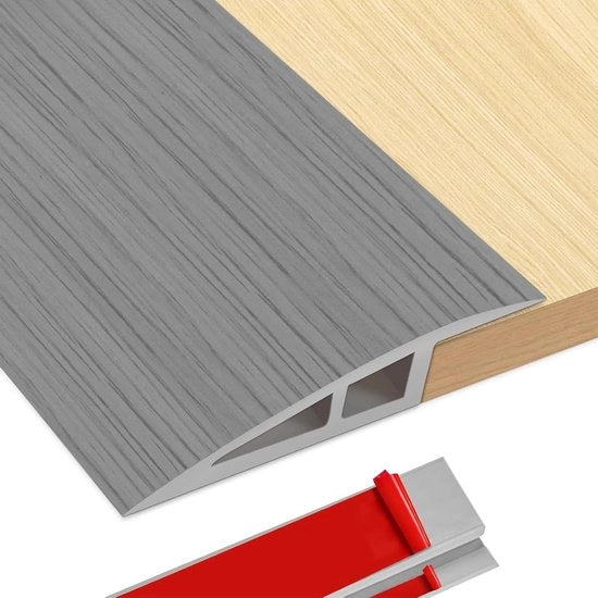 Profilo di transizione PVC - Striscia di passaggio pavimento - Livellamento pavimenti - Colla autoadesiva forte - 1 metro - Grigio legno
