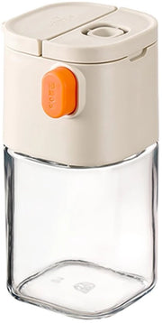 Strumento per lo spargimento del sale 2-in-1 con controllo della porzione - Boccale del sale in vetro - Due modalità di servizio - 180 ml - Bianco - Facile da riempire e da pulire - Boccale per erbe