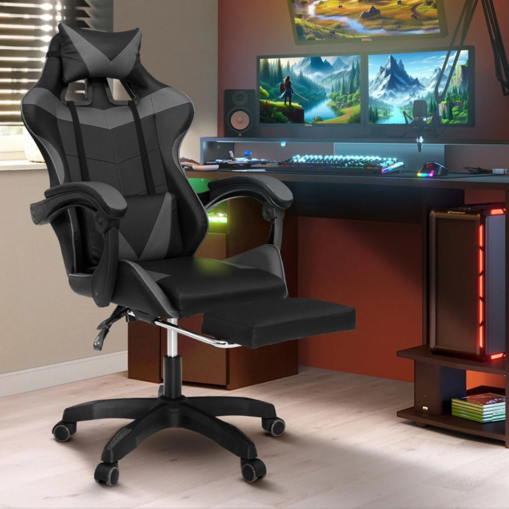 IDMarket - Sedia gaming, sedia ufficio nero e grigio ALEX