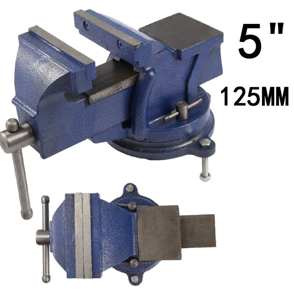 Trade Shop - Morsa Da Banco Girevole 5" 125 Mm Incudine Professionale In Ghisa E Acciaio -