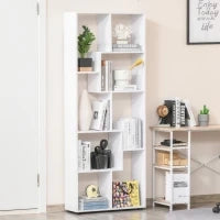 Libreria Scaffale Moderna di Design a 8 Ripiani in Legno Truciolare, Arredamento Casa e Ufficio, 70x24x178cm Bianco
