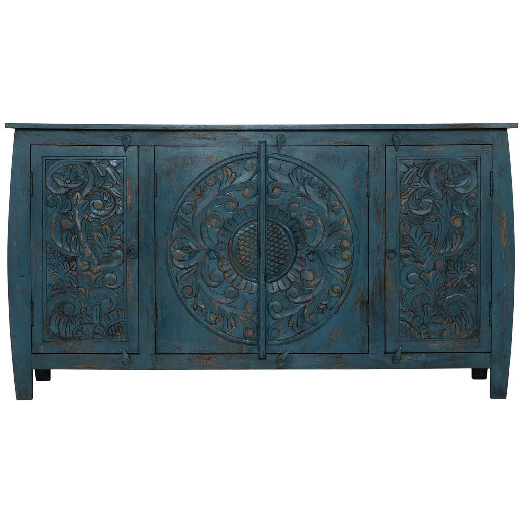 Credenza in legno blu 165x40x90h cm