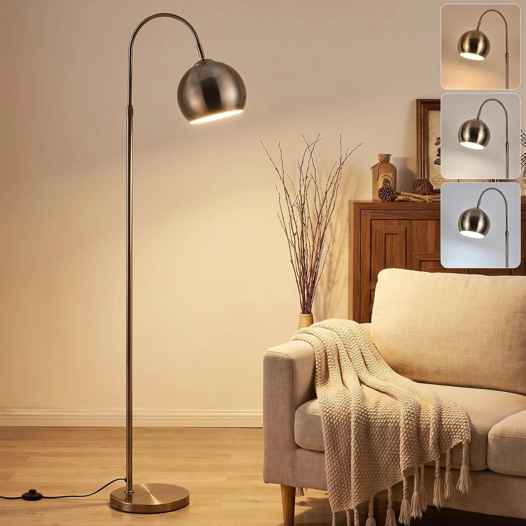 ZMH Lampada da Terra ad Arco E27 Bronzo Antico Altezza Regolabile 160cm per Soggiorno Senza Lampadina