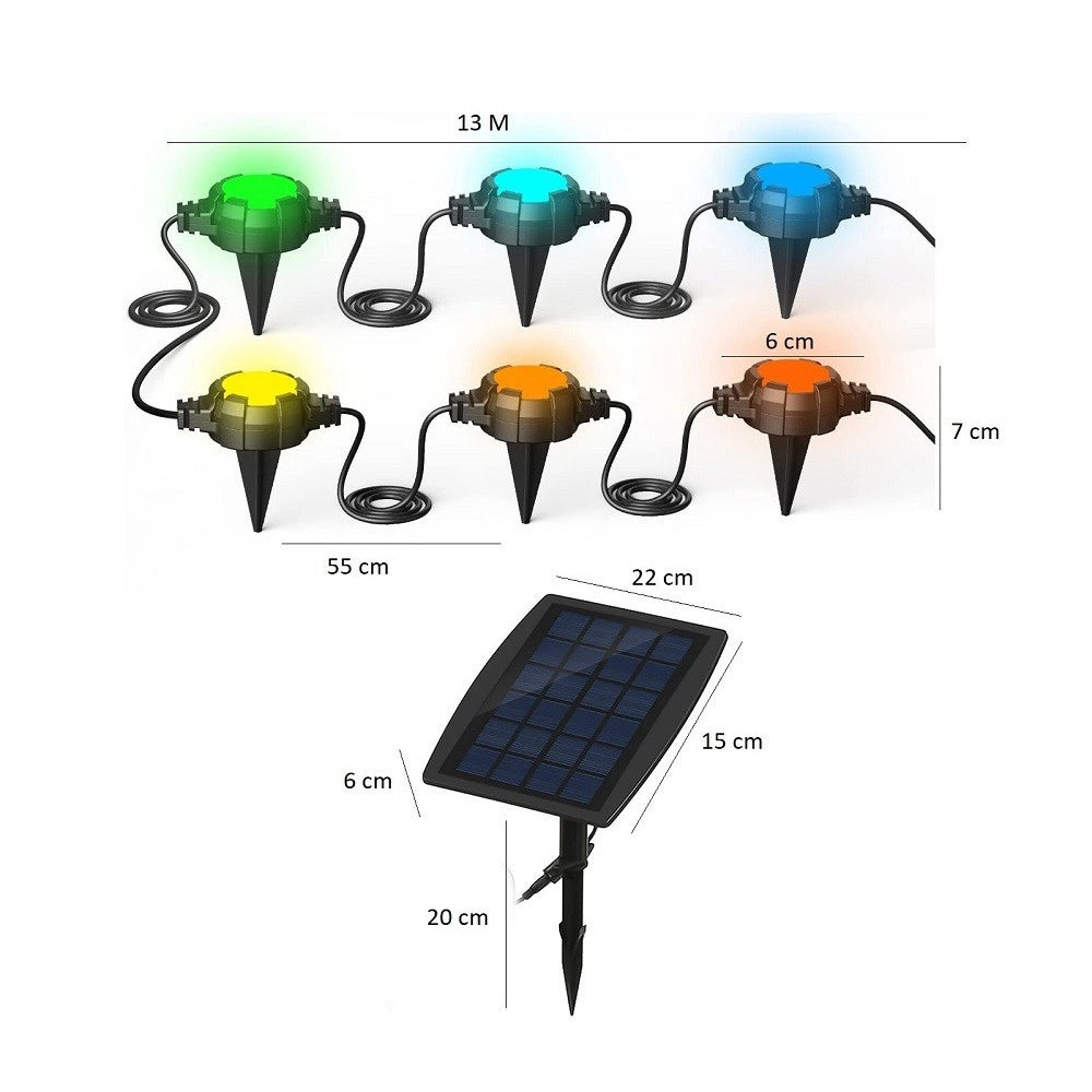 Trade Shop - Catena Luminosa Solare Crepuscolare Led Rgb Rgbw Smart Bluetooth Ip65 Luce 13 Mt -