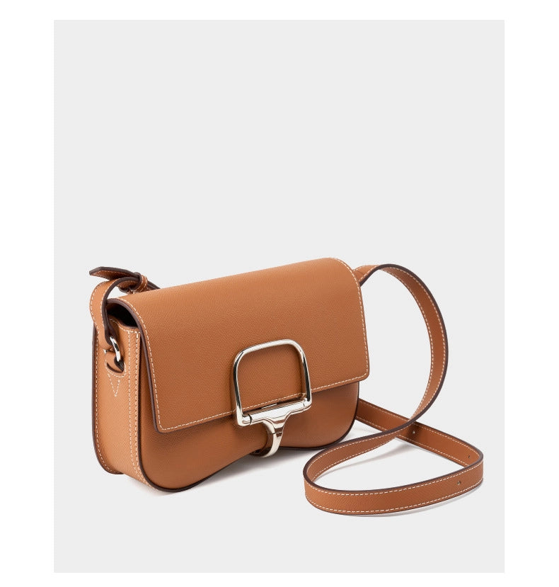 Borsa a tracolla Della da donna in vera pelle, marrone.