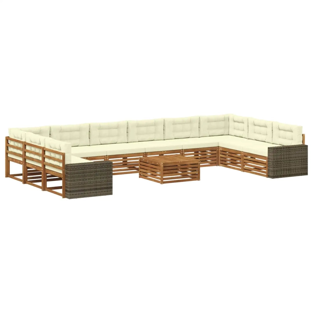 Set divani con cuscino 11 pcs Legno di Acacia Massello
