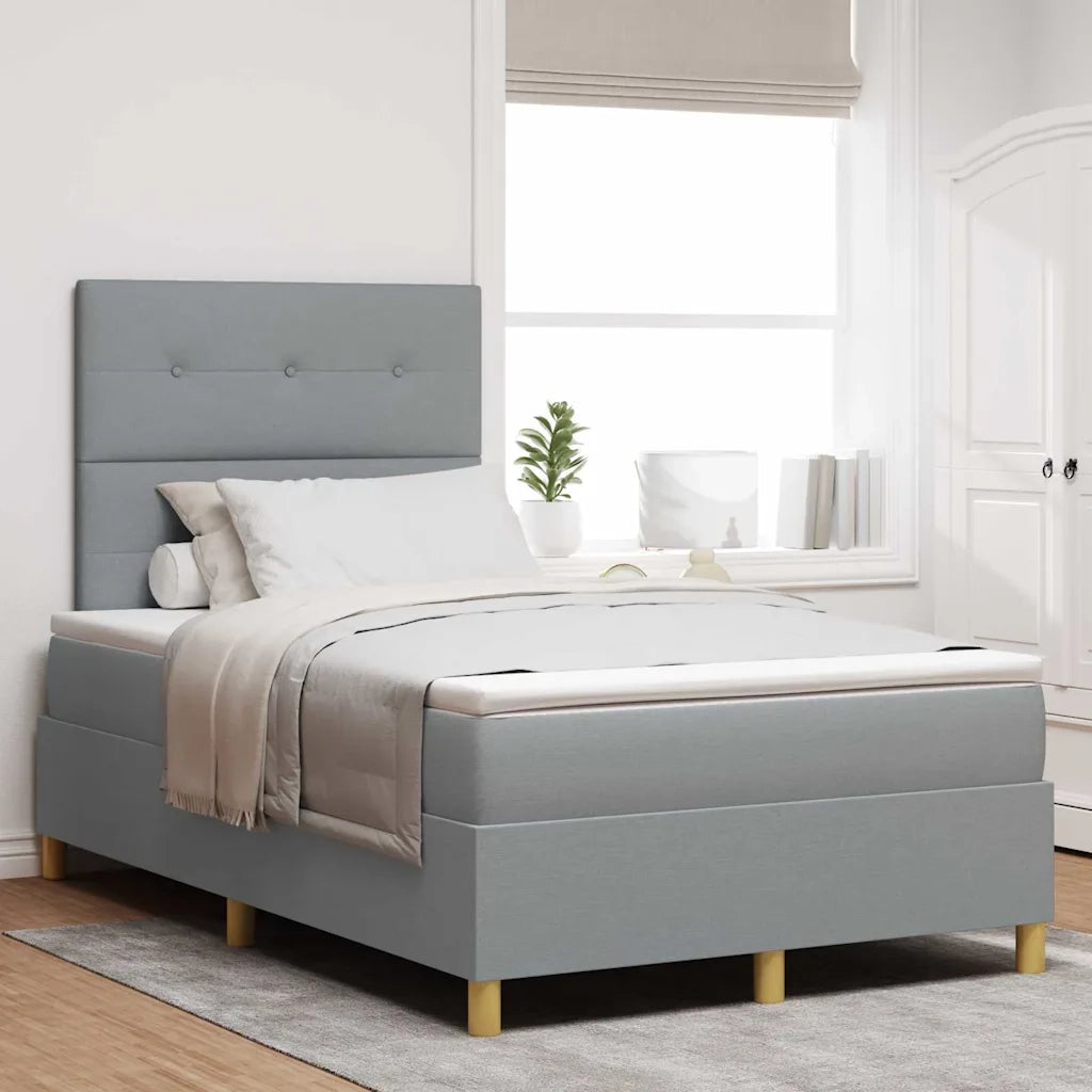 Letto a molle con materasso Grigio chiaro 120 x 190 cm Tessuto 3339602