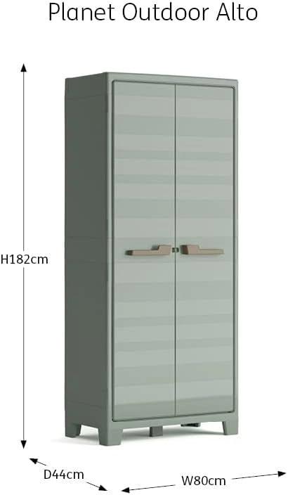 Armadio da Giardino 4 Ripiani 80x44x182 cm Keter Planet Outdoor Alto Grigio e Verde