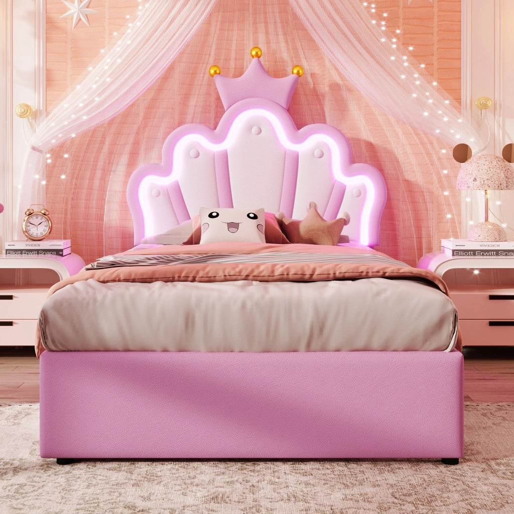 letto imbottito pu rosa 90 x 200 cm