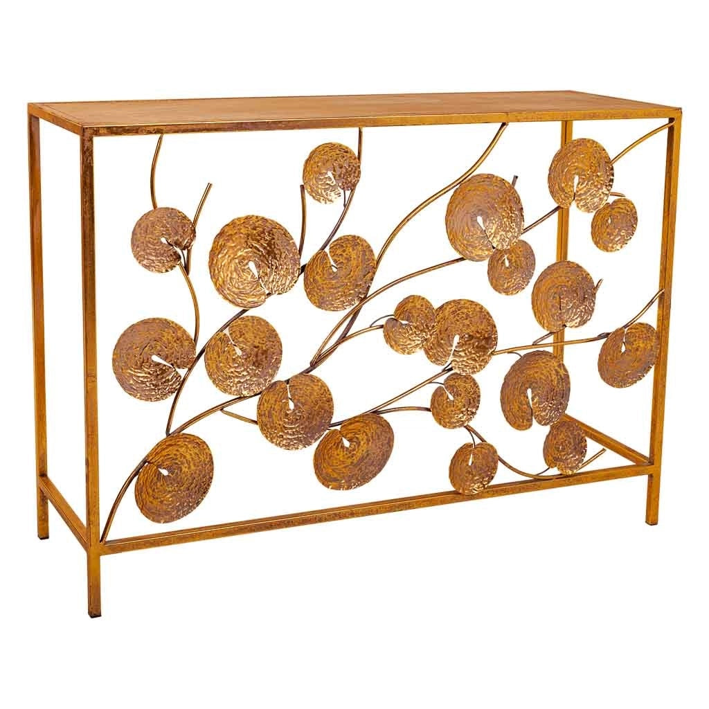 Mobile da ingresso in metallo dorato 100x35x70,5h