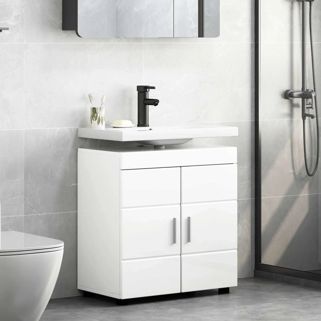 Set di Armadi da Bagno TULUM Bianco Lucido 60 x 34 x 63 cm 880325