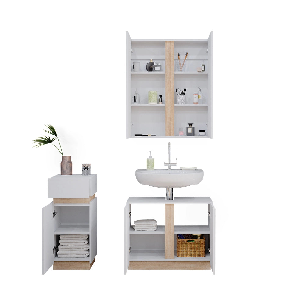 Vicco Set di mobili da bagno Bianco 3 parti, con mobile midi