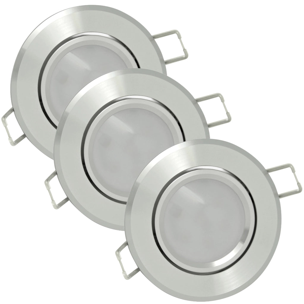 Faretto incasso tondo alluminio argento 3pz GU10 Polux