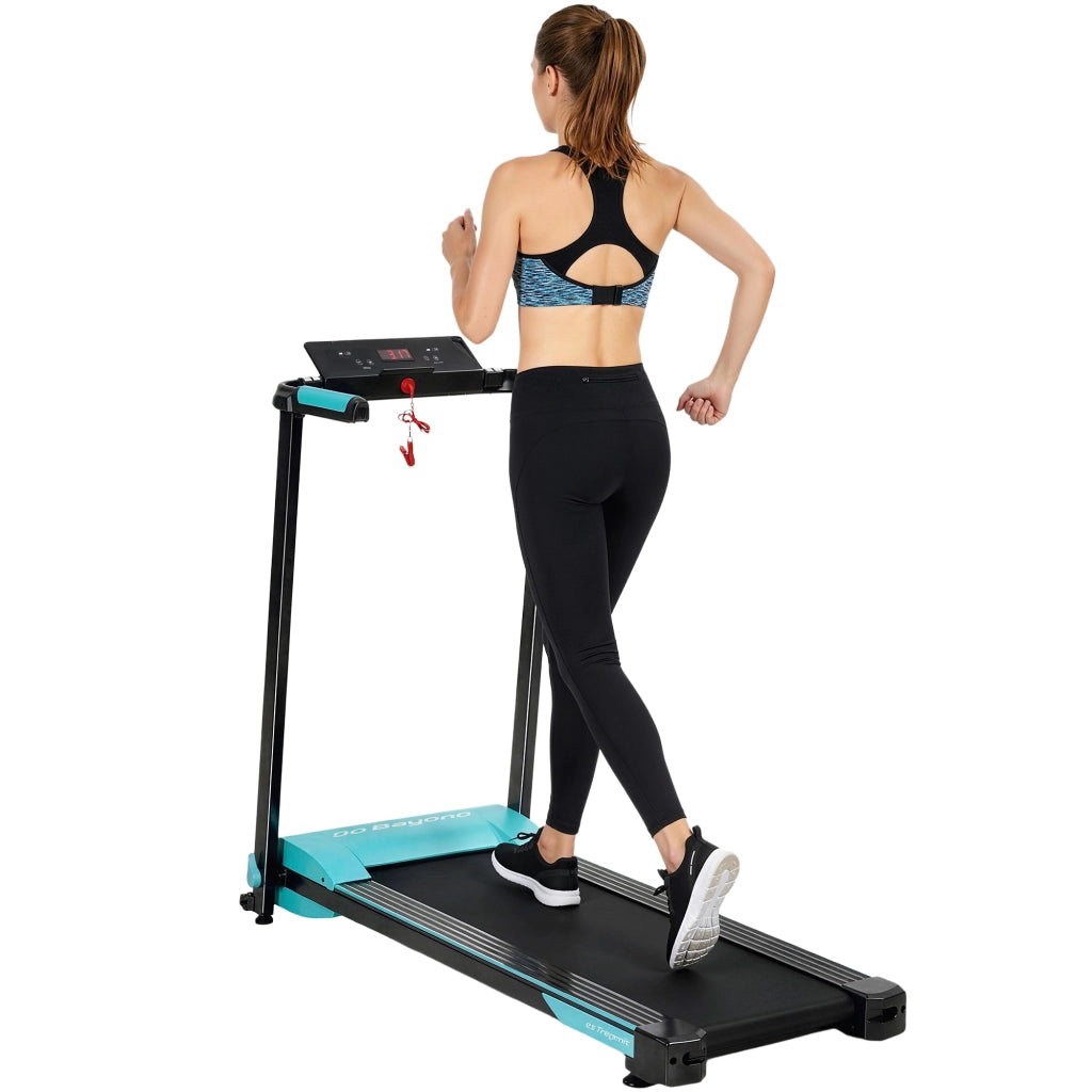 Tapis Roulant Pieghevole 1-10 km/h con Controllo Gestuale e Inclinazione. Azzurro