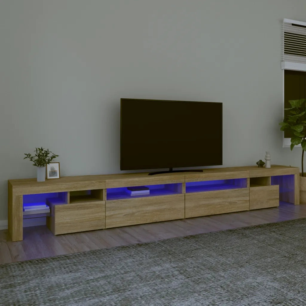 Mobile Porta TV con Luci LED-Credenza per TV Rovere Sonoma 290x36,5x40 cm