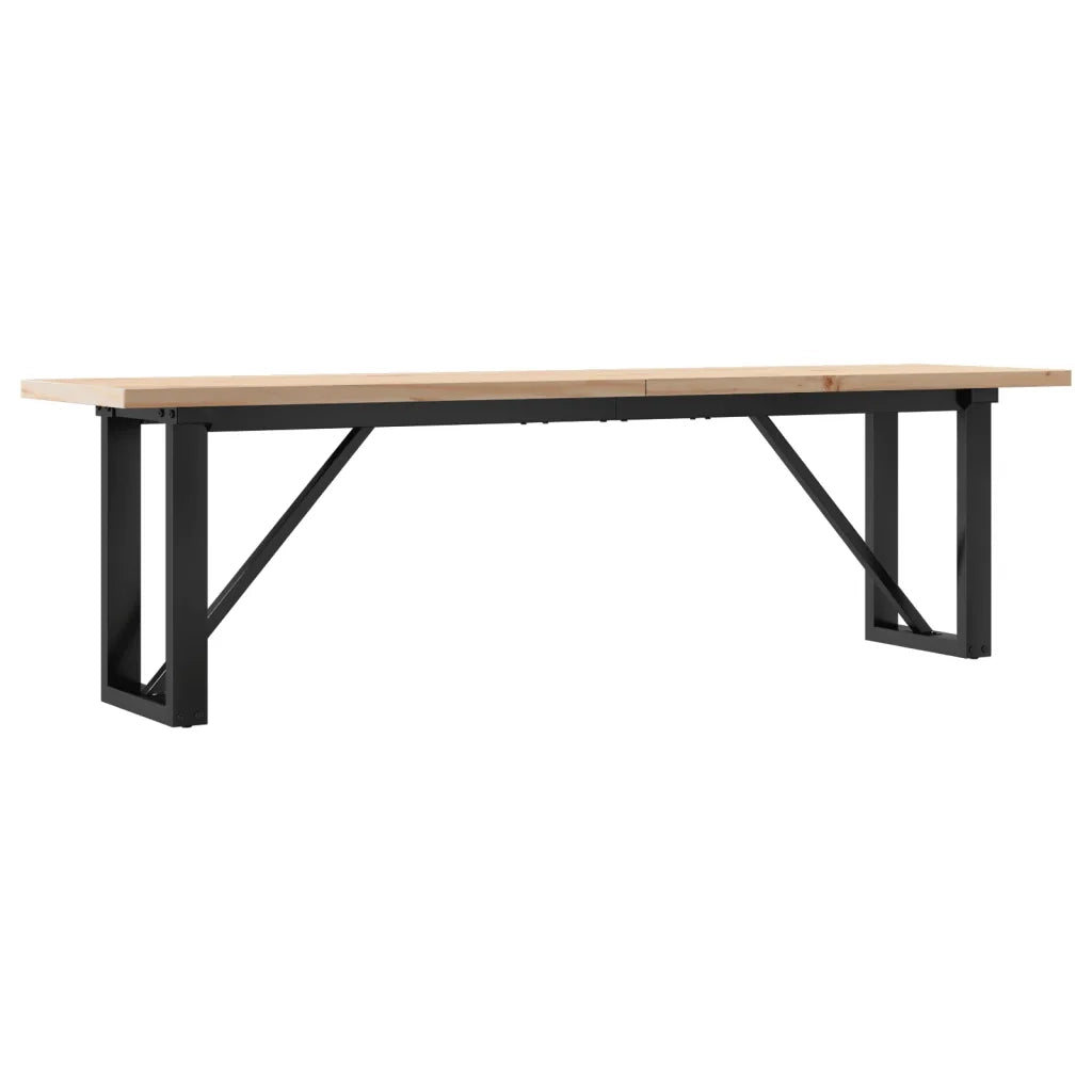 Tavolino Salotto Telaio a O 160x40x45,5 cm Legno Pino e Acciaio