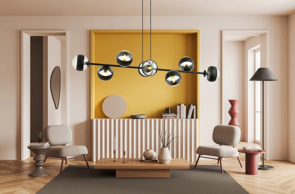 Lampadario a sospensione Rossi Emibig nero vetro 8xE14