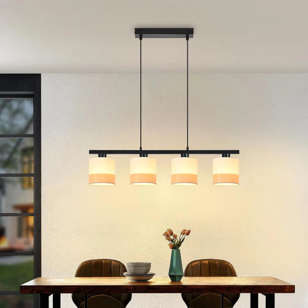 Lampada a Sospensione ZMH 4 fiamme E27 Bianco Vintage Altezza Regolabile Senza Lampadina