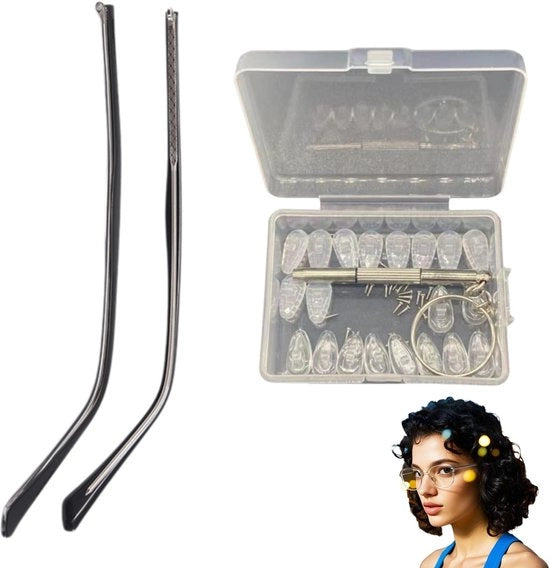 Set di riparazione per occhiali con elementi metallici e padine nasali