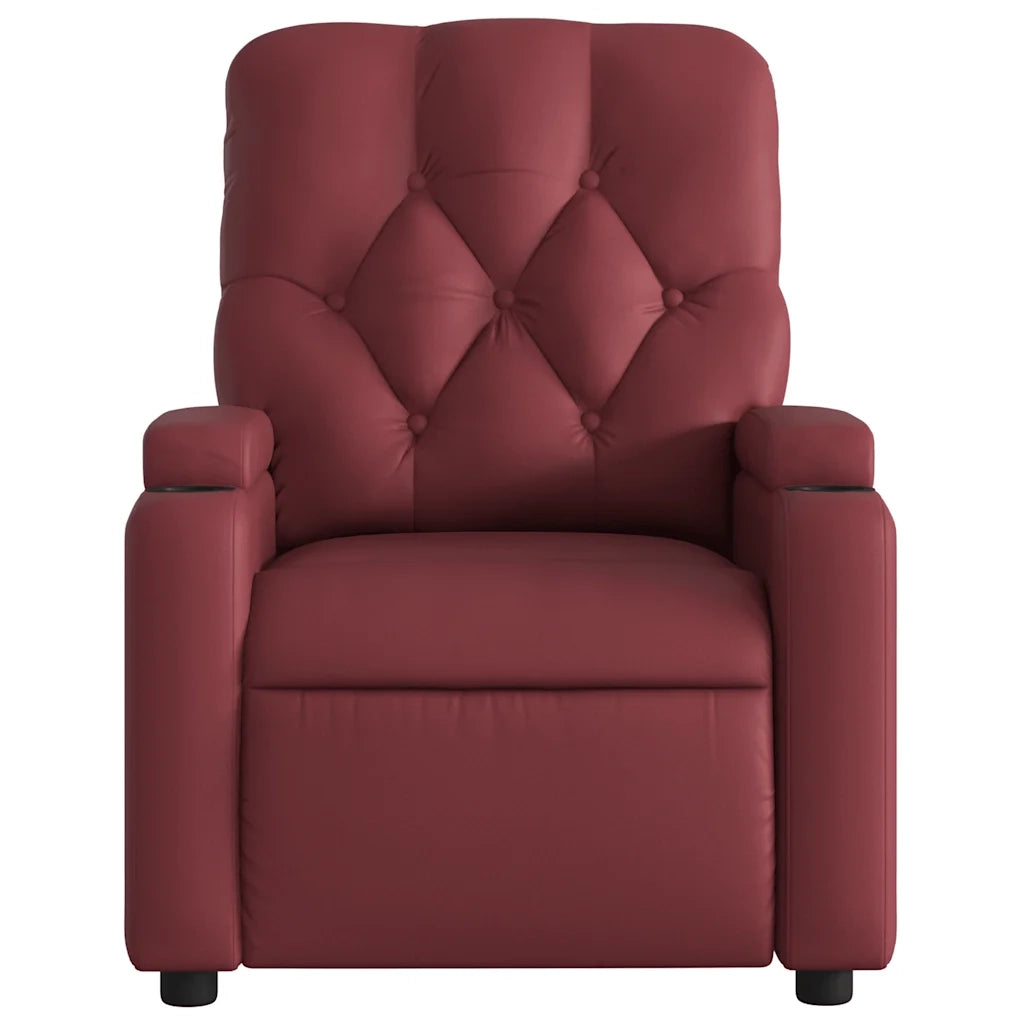 Poltrona Massaggiante Reclinabile Rosso vino in Similpelle 372514