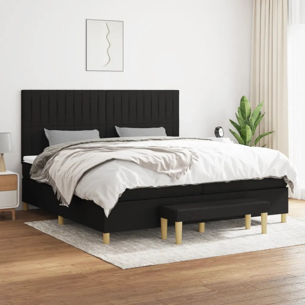 Giroletto a Molle con Materasso Nero 200x200 cm in Tessuto cod mxl 59528