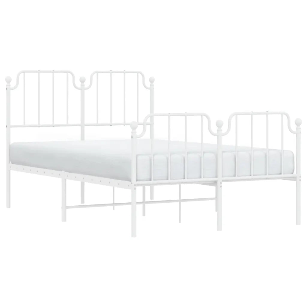 Giroletto con Testiera e Pediera-Struttura Letto Metallo Bianco 120x200 cm 766148