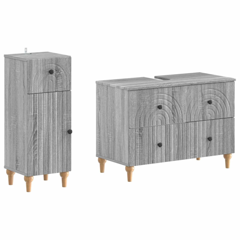 Set di Armadi da Bagno da 2 Pezzi ALKMAAR Sonoma grigio 3417672