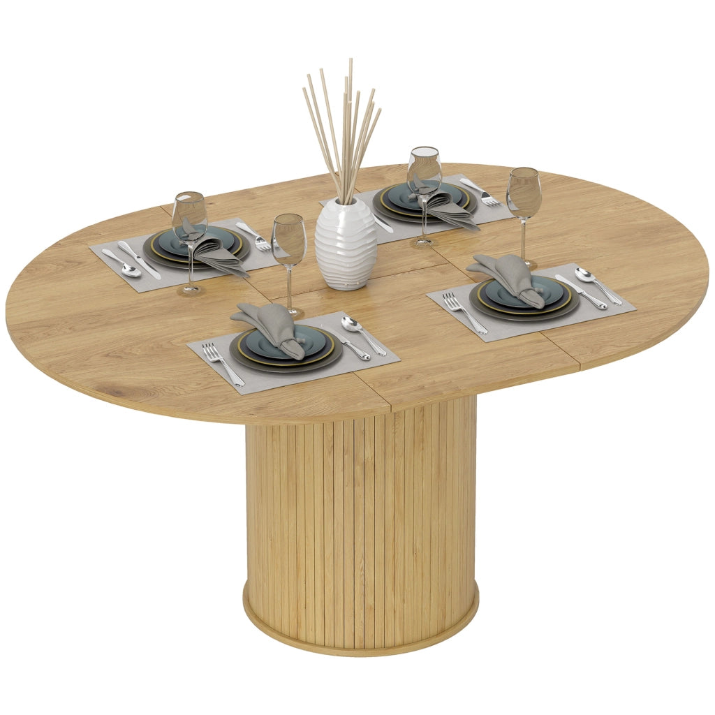 Tavolo da pranzo rotondo allungabile a ovale ¨C zephmum ¨C Legno e acciaio, 6-8 persone