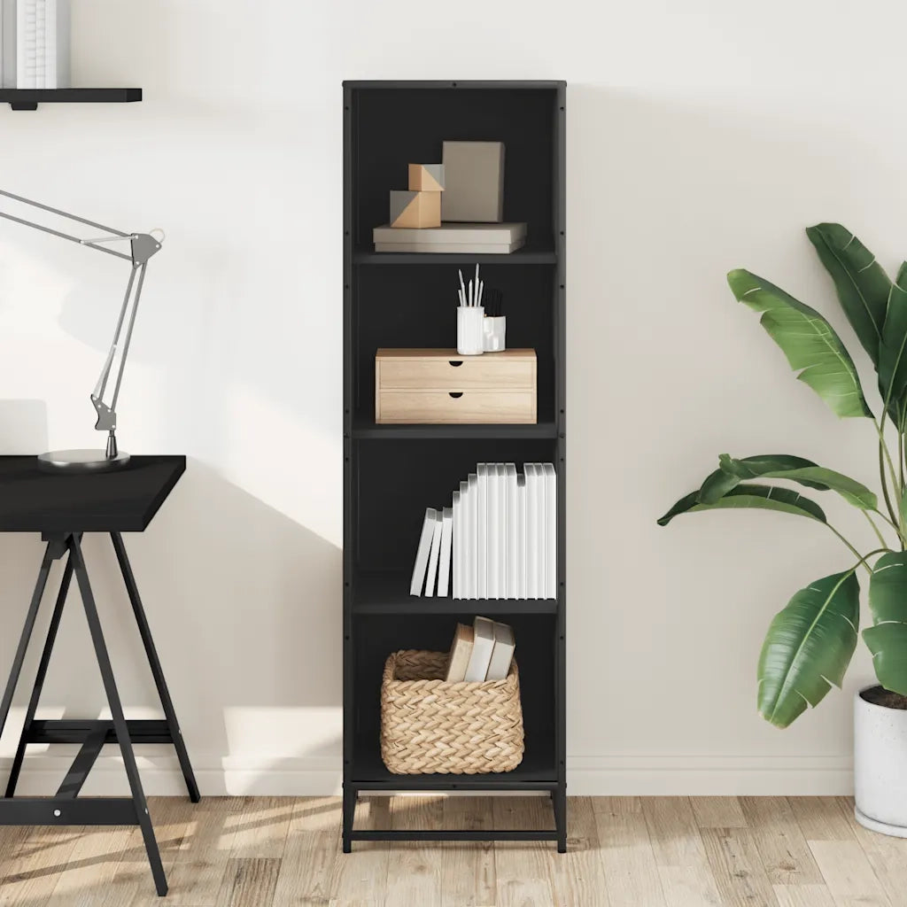 Libreria-Scaffale per Libri-Mobile di Stoccaggio Nera 40x35x139 cm in Legno Multistrato