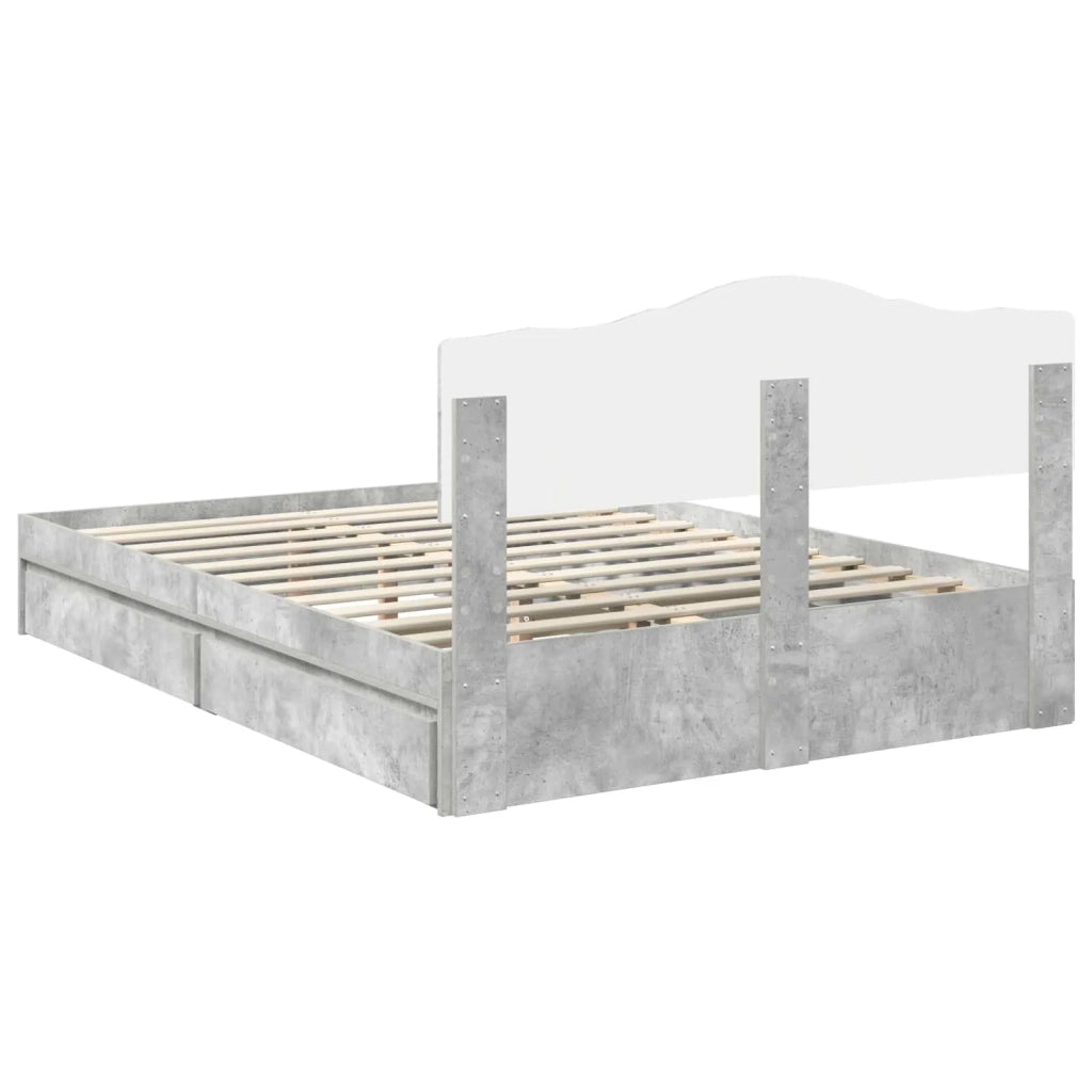 Letto con Contenitore con testiera Grigio cemento 150 x 200 cm