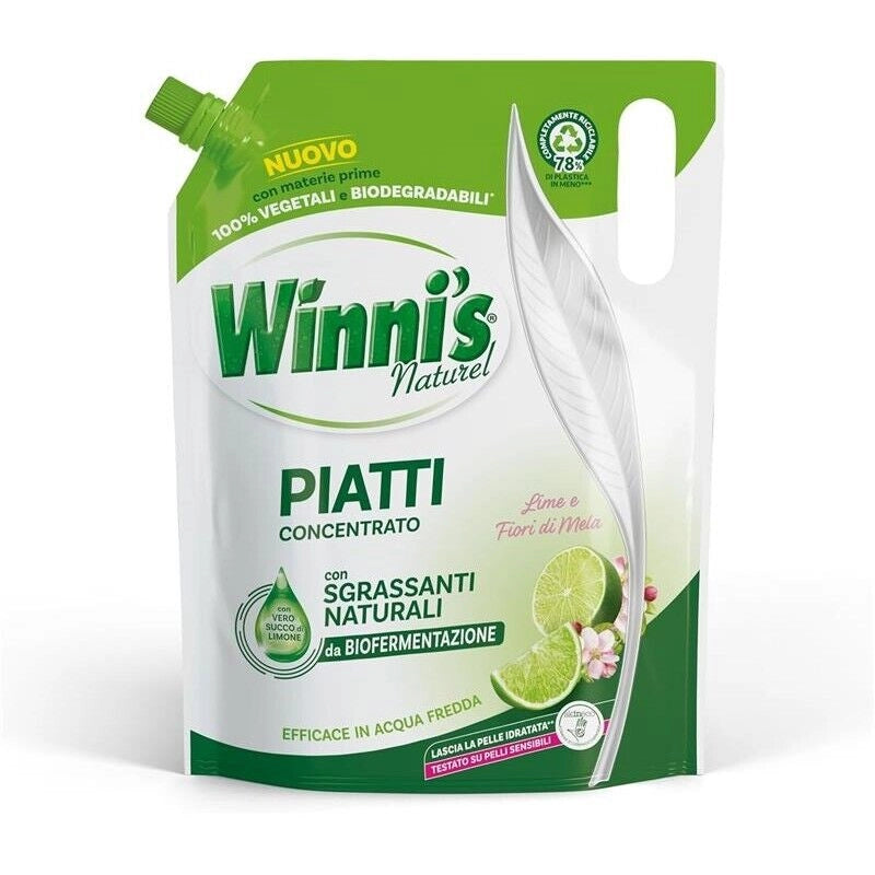 WINNI'S RICARICA SET 4 PEZZI DETERGENTE PIATTI DA 900ML LIME E FIORI DI MELA