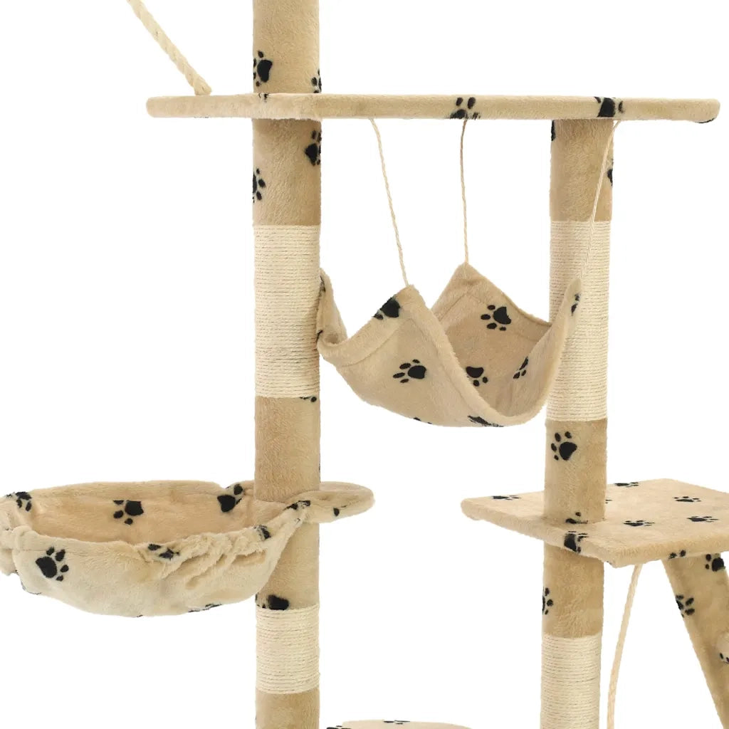 Albero per Gatti Tiragraffi Sisal 230-250cm Stampa Zampe Beige CFW6723847