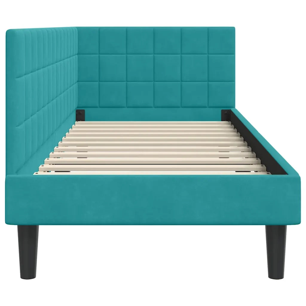Cornice del letto ad angolo Turchese 80 cm x 200 cm Velluto 42016416