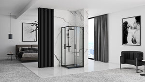 Cabina Doccia Rea Punto Black 80x80 con piatto doccia Savoy