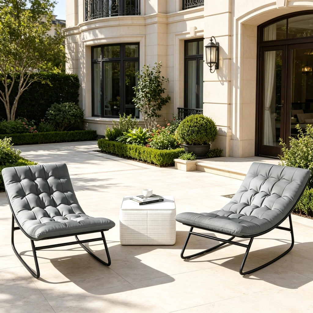 SEDIA A DONDOLO da esterno Set da 2 pezzi 64x101x71 cm Nero/Grigio Scuro
