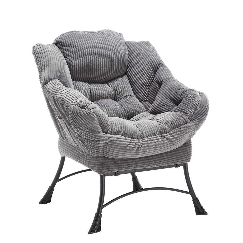 Poltrona con pouf e tasca laterale; seduta lounge ergonomica in acciaio grigio