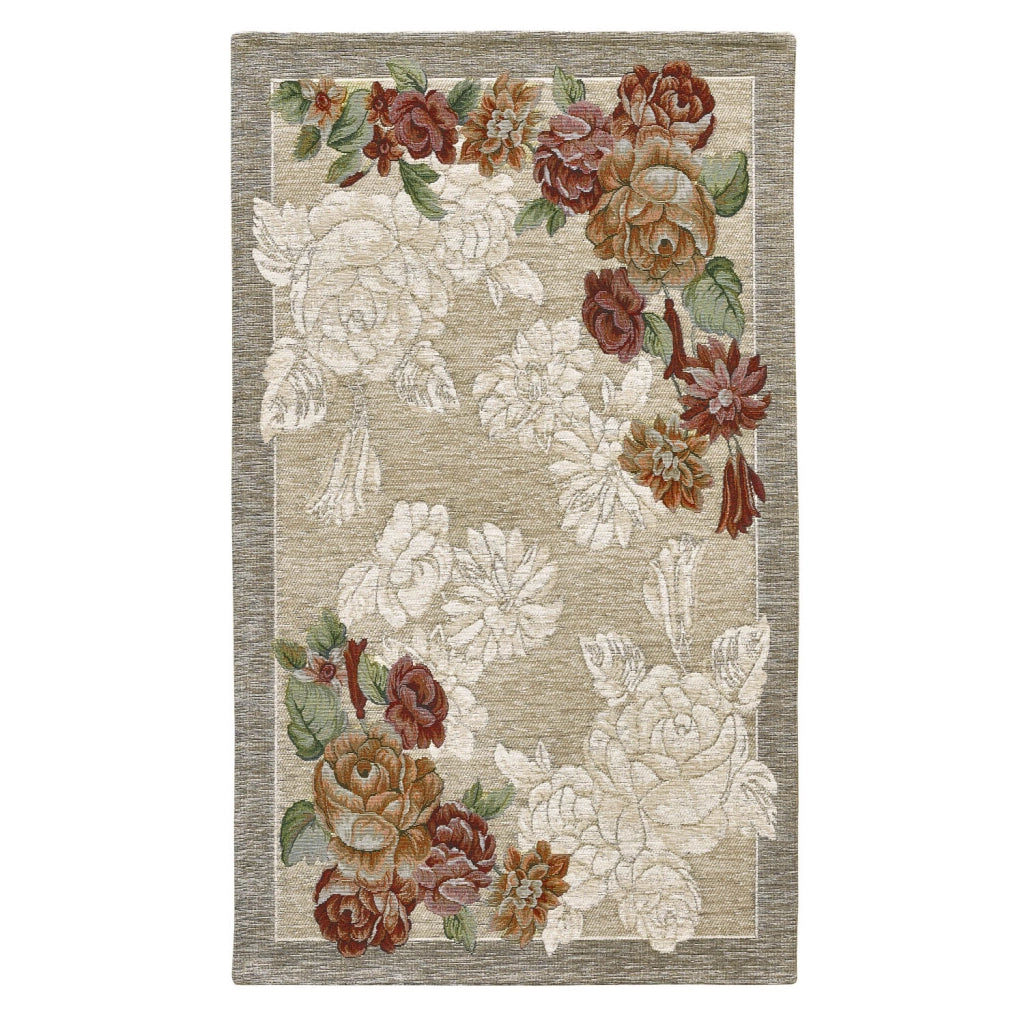 Tappeto floreale BLOOM TORTORA cm.140x200 disegno moderno con fiori, multiuso lavabile antiscivolo