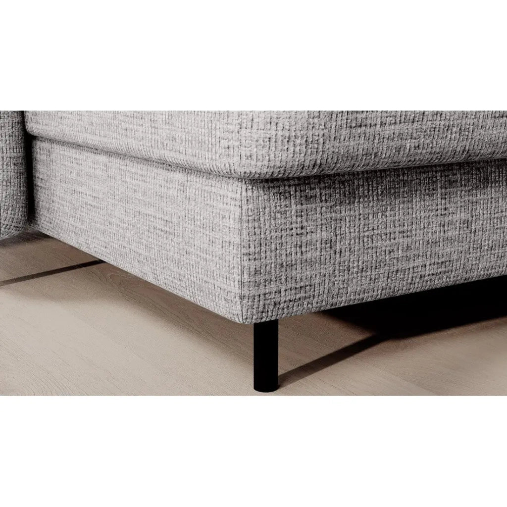 Divano angolare convertibile BERTHO 306 cm grigio chiaro – Angolo sinistro con contenitore