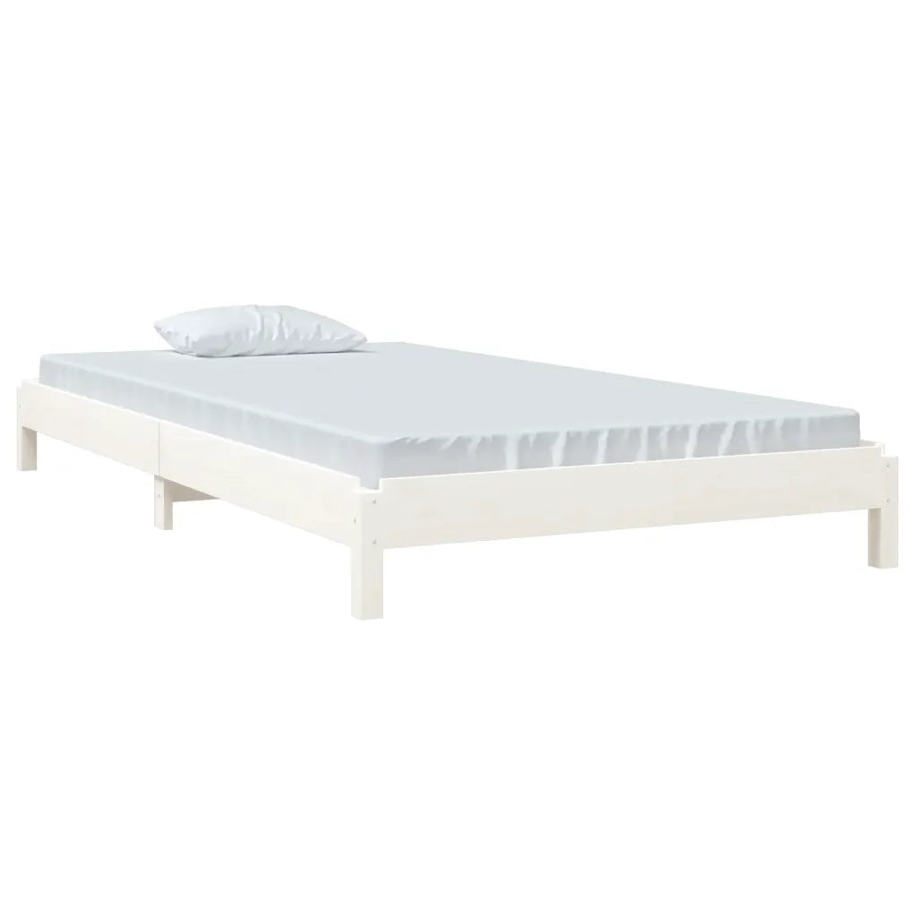 Letto Impilabile Bianco 100x200cm in Legno Massello di Pino